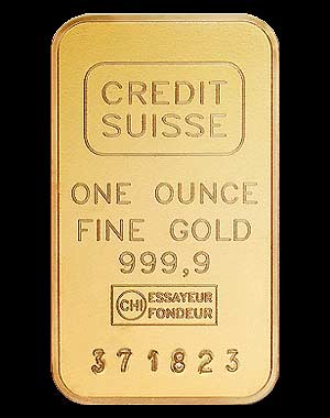 Credit Suisse Gold Bullion Bar 1 OZ Obverse