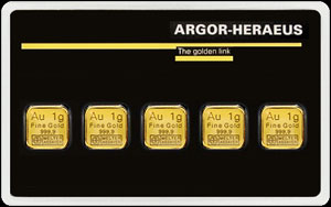 Argor - Heraeus Gold Bullion Bar 5 Gram Obverse