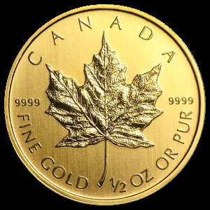 Varied Dates Canadian Gold Maple Leaf 1/2 OZ Reverse