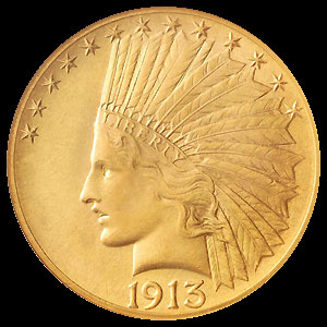 US Indian Head $10 Gold Eagle Coin Obverse