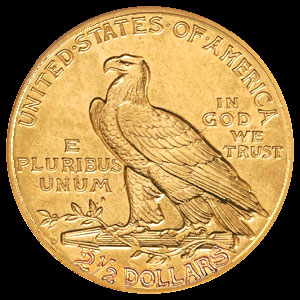US Indian Head $2.50 Gold Quarter Eagle Coin Reverse