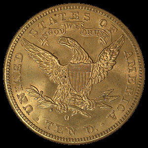US Liberty Head $10 Gold Eagle Coin Reverse