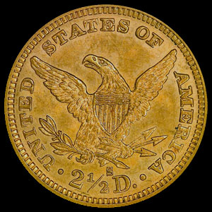 US Liberty Head $2.50 Gold Quarter Eagle Coin Reverse