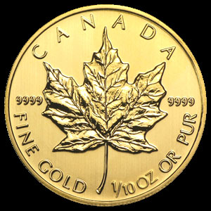 Varied Dates Canadian Gold Maple Leaf 1/10 OZ Reverse