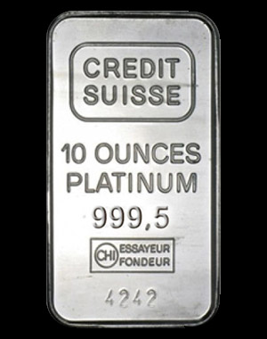 Credit Suisse Platinum Bullion Bar 10 OZ Obverse