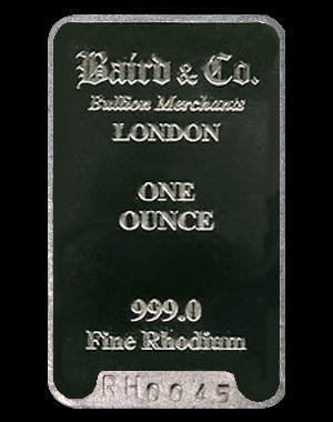 Baird & Co. Rhodium Bullion Bar 1 OZ Obverse