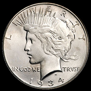 1922-1935 US Silver Peace Dollar Obverse